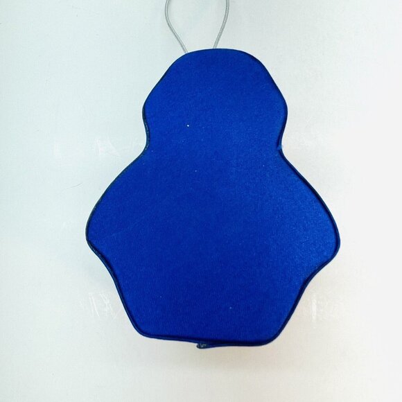 Penguin Sequin Beaded Ornament Trinket Box Blue Satin W Gift Pouch Handmade - Picture 7 of 13